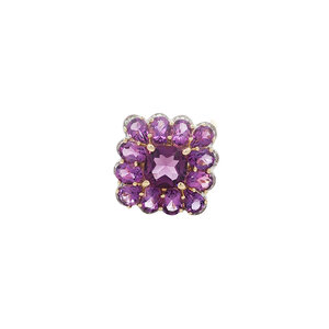 Ring with amethyst and diamond 9 kt