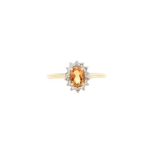 Ring met citrien en diamant 9 kt