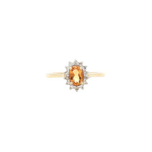 Ring with citrine and diamond 9 kt