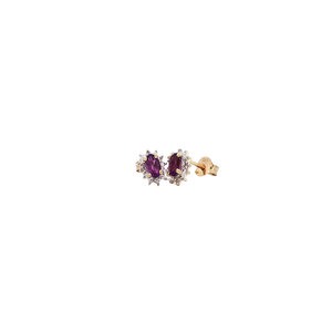 Earrings with amethyst and diamond 9 kt