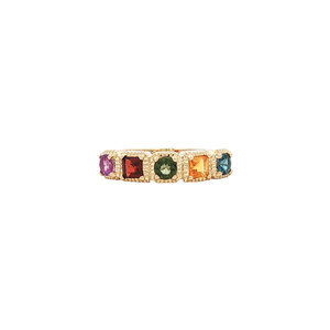 Ring with amethyst, garnet, tourmaline, citrine and topaz 9 kt
