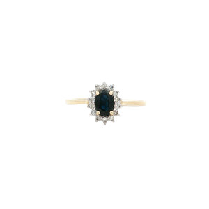 Ring with sapphire and diamond 9 kt