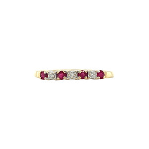 Gold ring with ruby and diamond 14 kt