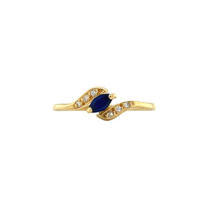 Gold ring with sapphire and diamond 18 kt