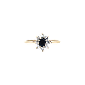 Ring with sapphire and zirconia 9 kt