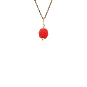 Golden pendant with colored stone 14 kt