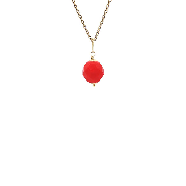 vintage Gouden vintage hanger met kleursteen 14 kt