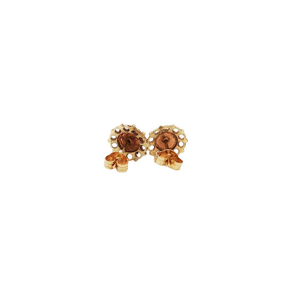 vintage Gold vintage stud earrings with blood coral 14 kt