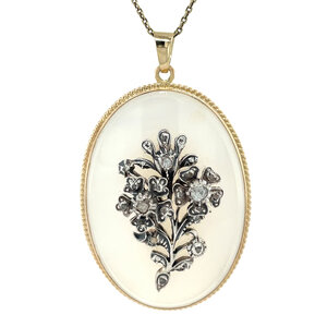 Gouden hanger met agaat en diamant 14 kt/925