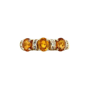 Gouden ring met citrien, saffier en zirkonia 14 kt