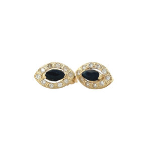 Gold stud earrings with sapphire 14 kt