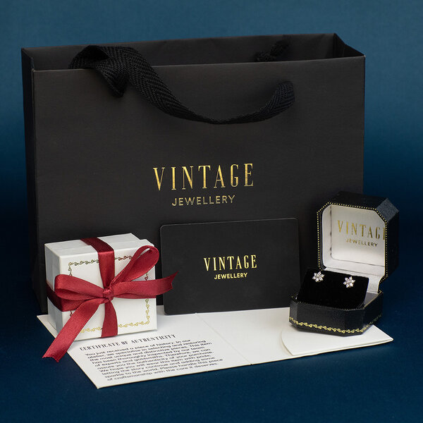 vintage Gouden vintage entourage oorstekers met saffier 14 kt