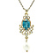 vintage Gold vintage pendant with pearl, zirconia and diamond 14 kt
