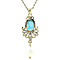 vintage Gold vintage pendant with pearl, zirconia and diamond 14 kt