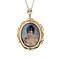 vintage Gold vintage pendant with miniature painting and zirconia 14 kt