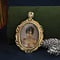 vintage Gold vintage pendant with miniature painting and zirconia 14 kt