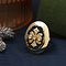 vintage Gouden vintage ring met kleursteen en diamant 14 kt