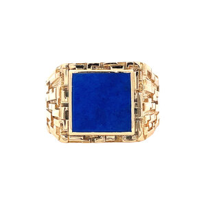 Gold signet ring with lapis lazuli 18 kt