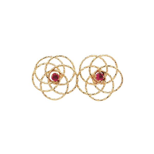 vintage Gouden vintage oorstekers met robijn 14 kt