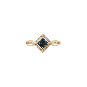 Gold ring with sapphire and diamond 14 kt