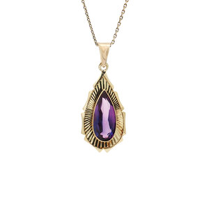 Gold pendant with sapphire 14 kt