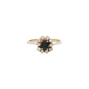 Gold ring with sapphire and diamond 14 kt