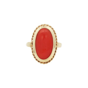 Gold ring with blood coral 14 kt