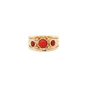 Gouden ring met bloedkoraal 14 kt