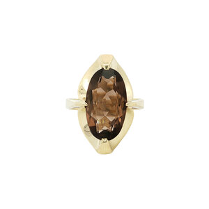 Gold ring with smoky topaz 14 kt