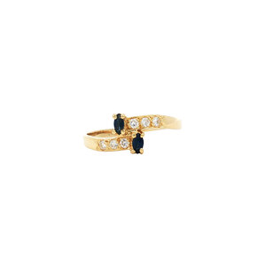Gouden ring met saffier en diamant 18 kt