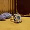 vintage Golden vintage entourage ring with iolite, tourmaline and sapphire 18 kt