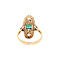 vintage Gouden vintage ring met smaragd en diamant 18 kt/950