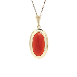 Gold pendant with carnelian 14 kt