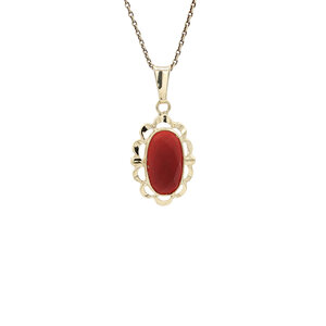 Gold pendant with carnelian 14 kt
