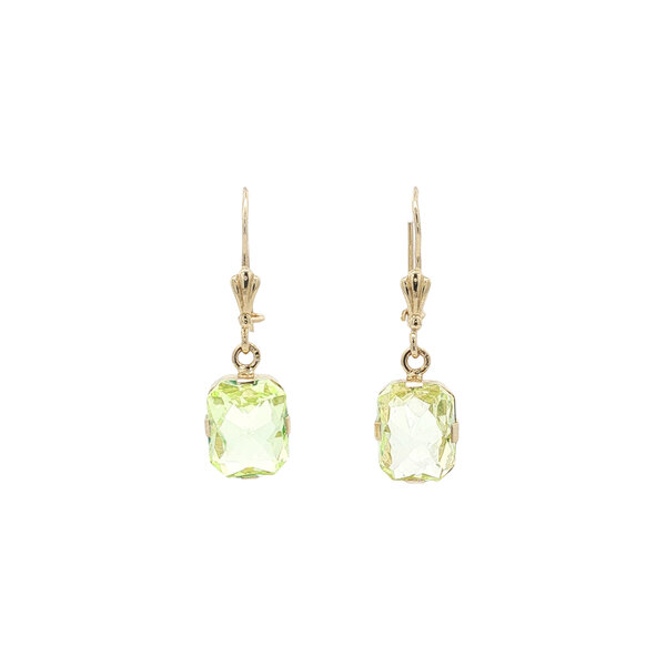 vintage Gouden vintage oorhangers met spinel 14 kt