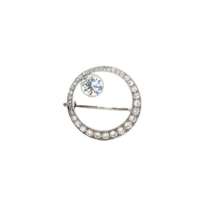 White gold brooch with diamond 14 kt