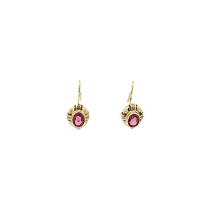 Gold earrings with colored stone 14 kt
