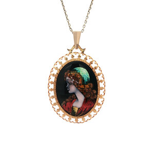 Gouden hanger met emaille 18 kt