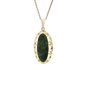 Gouden hanger met jade 14 kt