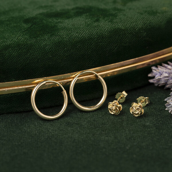 vintage Gouden vintage gladde oorringen 14 kt