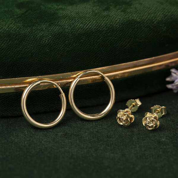 vintage Gouden vintage roos oorstekers 14 kt
