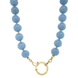 Angelite necklace with gold clasp 14 kt
