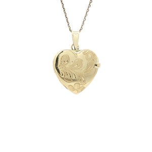 Gold heart medallion with engraving 14 kt