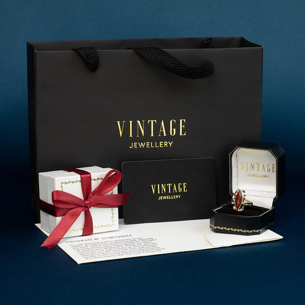 vintage Gouden vintage ring met labradoriet 14 kt