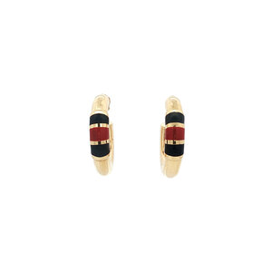 Gold stud earrings with enamel 18 kt