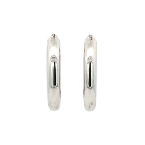 White gold smooth earrings 14 kt