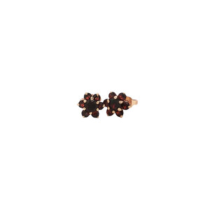 Rose-gold stud earrings with garnet 14 kt