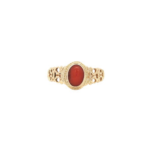 Gold ring with blood coral 14 kt