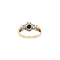 vintage Gouden vintage entourage ring met saffier en diamant 14 kt