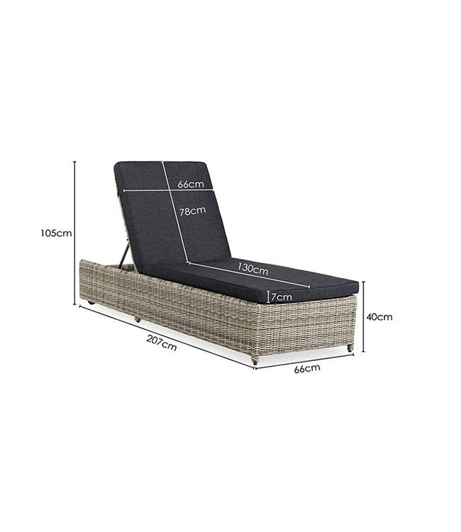 Levisa Sunbed met wiel Verstelbaar